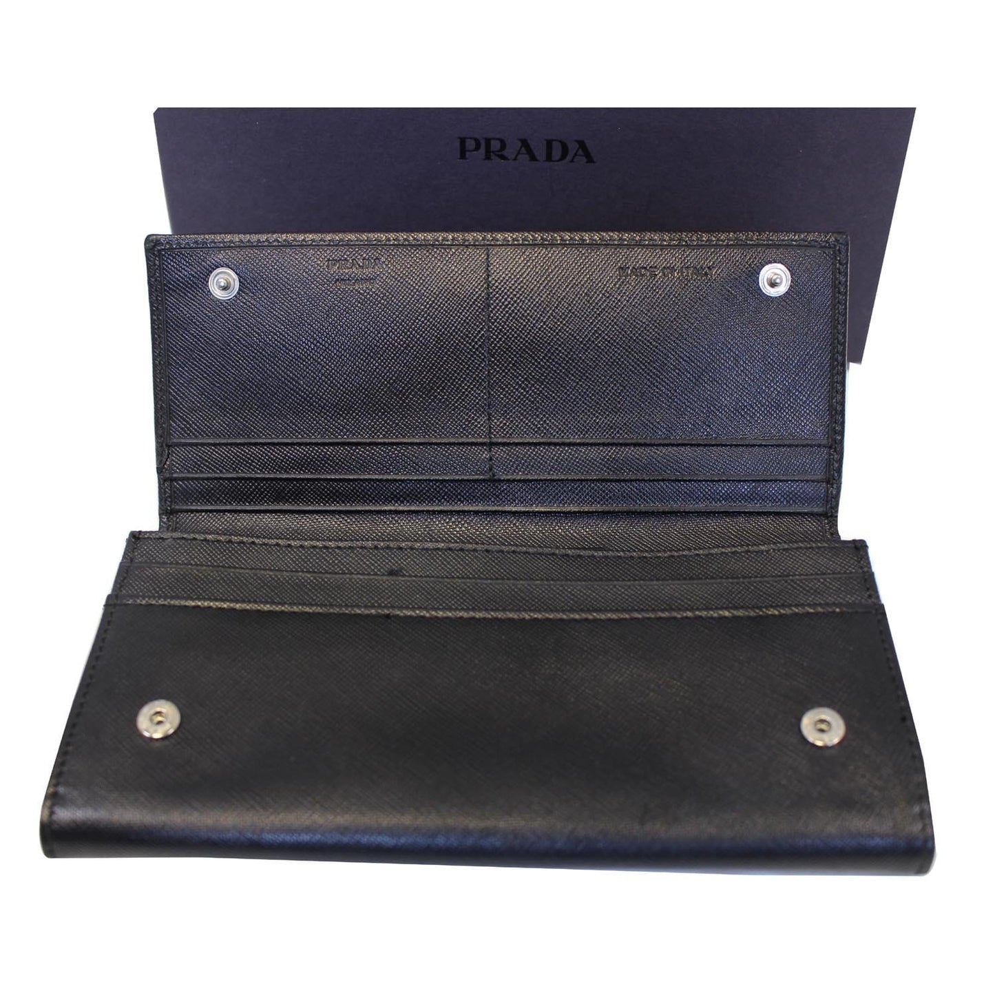 PRADA Saffiano Triangle Continental Flap Wallet