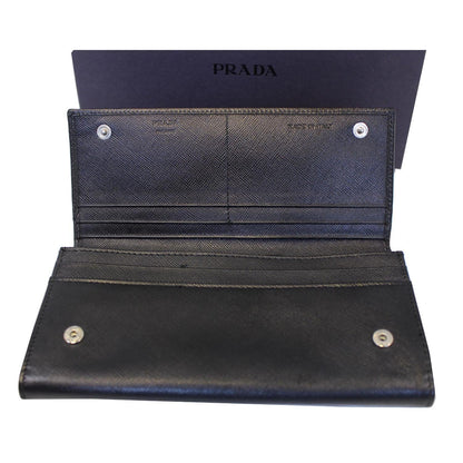 PRADA Saffiano Triangle Continental Flap Wallet