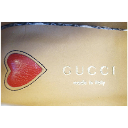 Gucci Mid-Heel GG Snakeskin Loafer Size US 7 Grey 423559 - Last Call