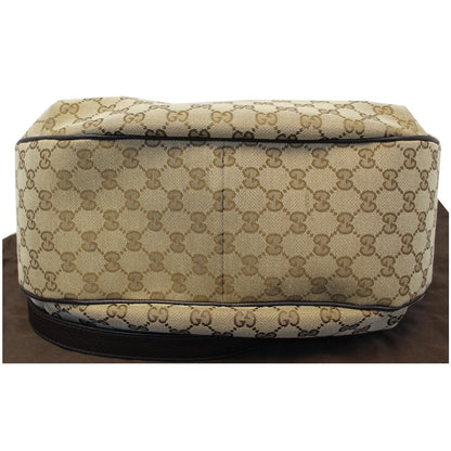 GUCCI Dressage Monogram Web Hobo Bag Dark Brown
