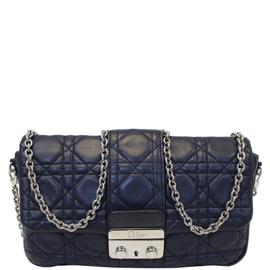 CHRISTIAN DIOR Miss Dior Cannage Quilted Leather Crossbody Bag Black