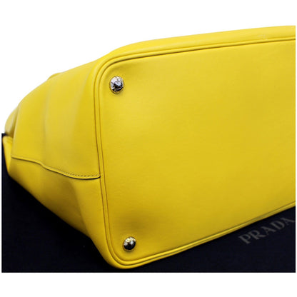 PRADA City Calf Buckle Tote Bag Yellow