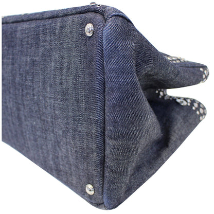 PRADA Canapa Jeweled 2way Tote Bag Denim - Last Call