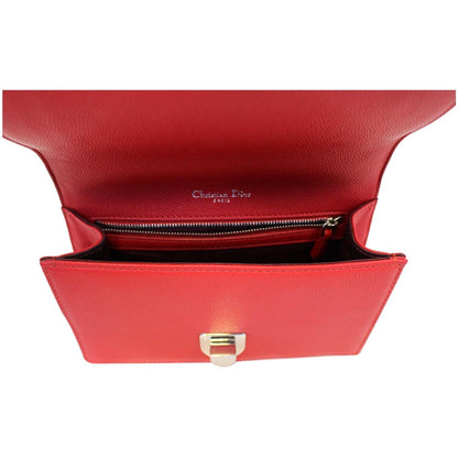 CHRISTIAN DIOR Diorama Flap Red Grained Leather Small Shoulder Bag
