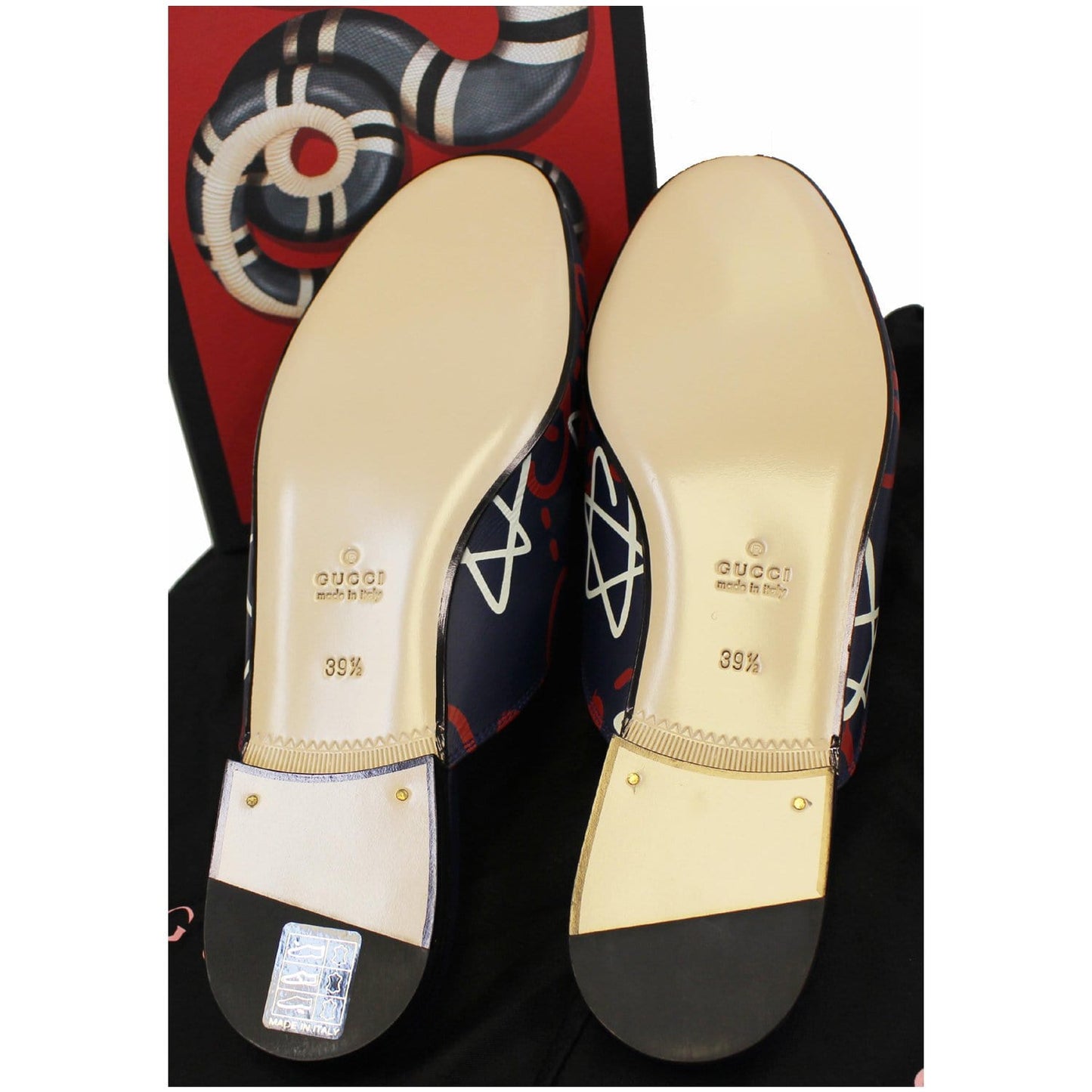 GUCCI Princetown Gucci Ghost Print Flats Navy Blue US 9.5
