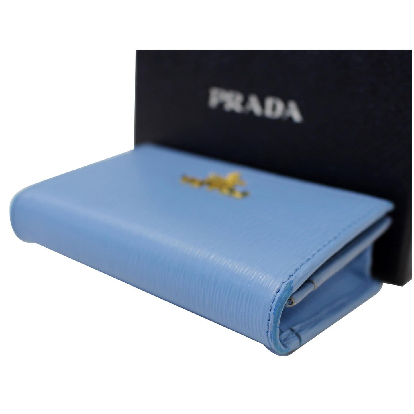 PRADA Saffiano Leather Blue Wallet