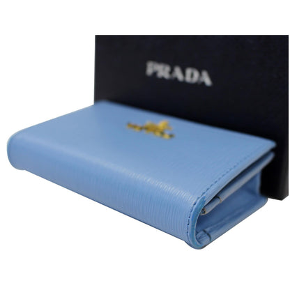 PRADA Saffiano Leather Blue Wallet