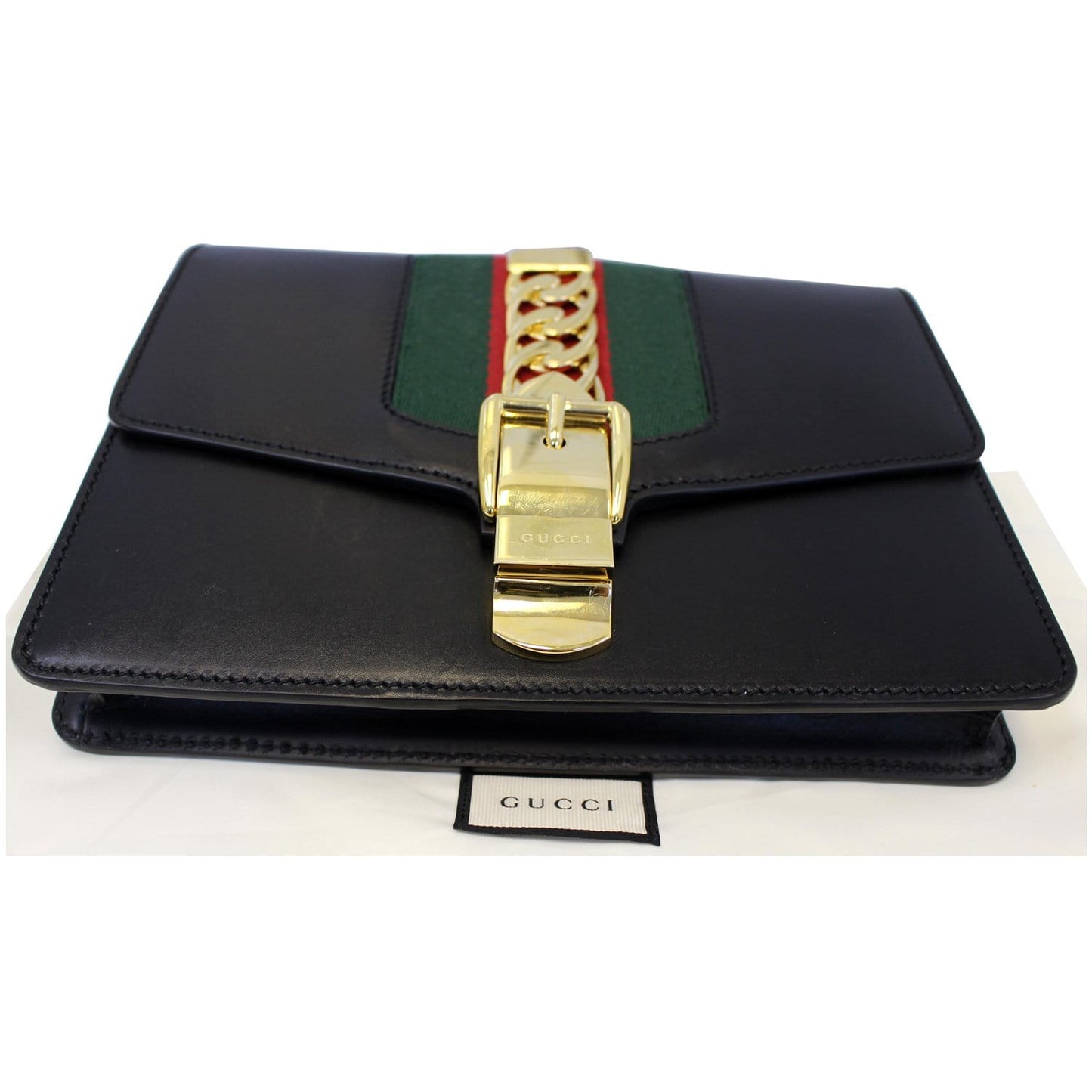 GUCCI Sylvie Calfskin Leather Belt Bumbag Black 476811