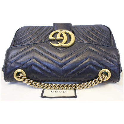 GUCCI GG Marmont Small Matelasse Leather Crossbody Bag Black
