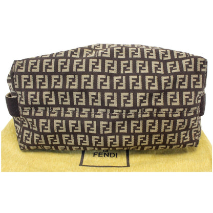 FENDI Zucchino Canvas Crossbody Bag Brown