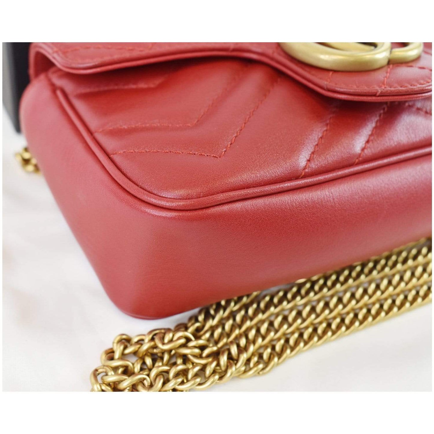 GUCCI GG Marmont Matelasse Leather Super Mini Crossbody Bag Red - 25% OFF