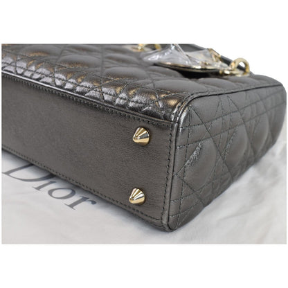 CHRISTIAN DIOR My ABCDior Grained Calfskin Shoulder Bag Gunmetal
