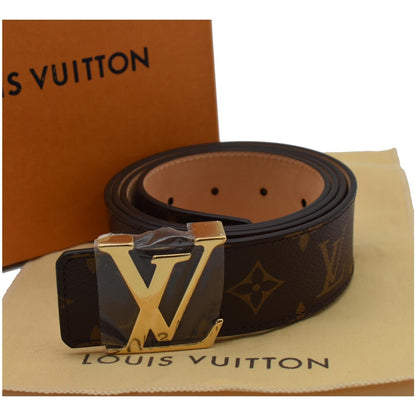LOUIS VUITTON LV Initiales Monogram Canvas Buckle Belt Brown