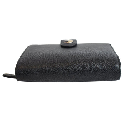 CHANEL Bifold Caviar Leather Wallet Black
