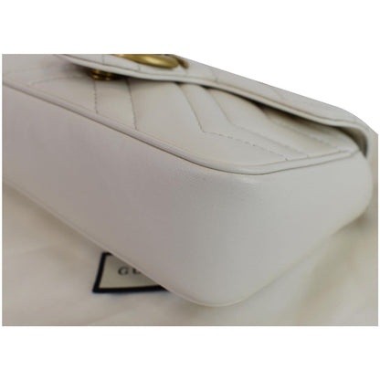 GUCCI GG Marmont Super Mini Matelasse Leather Shoulder Bag White 476433
