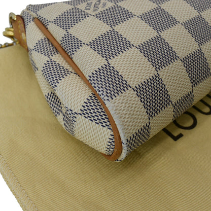 LOUIS VUITTON Pochette Eva Damier Azur Clutch Bag White