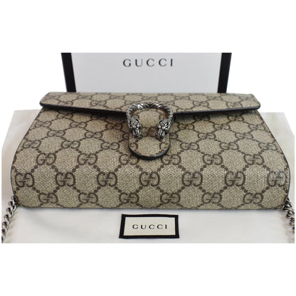 GUCCI Dionysus GG Supreme Crossbody Chain Wallet Beige 401231