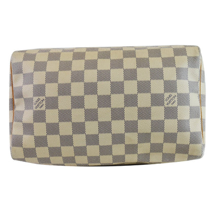 LOUIS VUITTON Speedy 25 Damier Azur Satchel Bag White