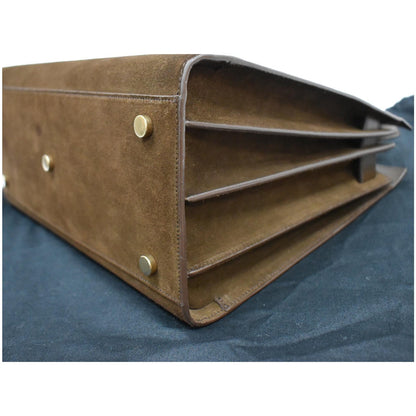 YVES SAINT LAURENT Sac de Jour Suede Leather Tote Shoulder Bag Brown