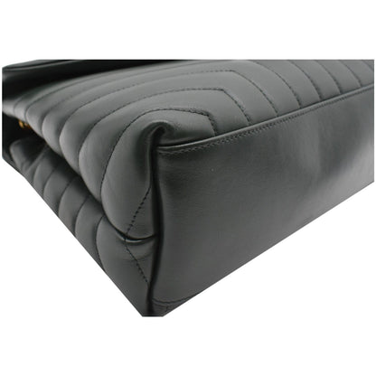 YVES SAINT LAURENT Loulou Medium Matelasse Leather Chain Shoulder Bag Green