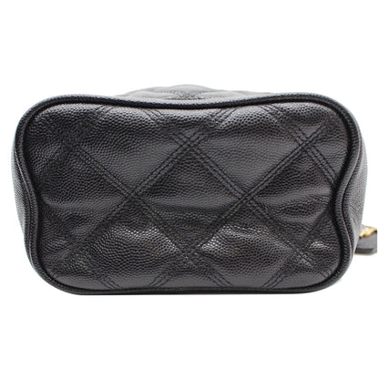 YVES SAINT LAURENT 80's Vanity Quilted Grain De Poudre Leather Shoulder Bag Black