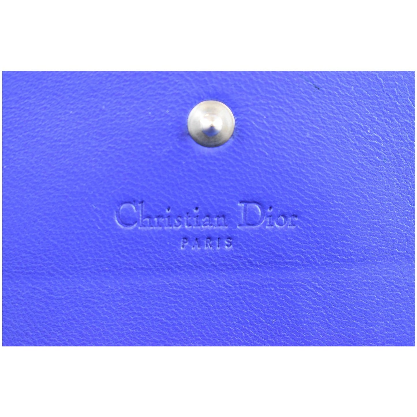 CHRISTIAN DIOR Cannage Lady Dior Charm Leather Wallet Blue