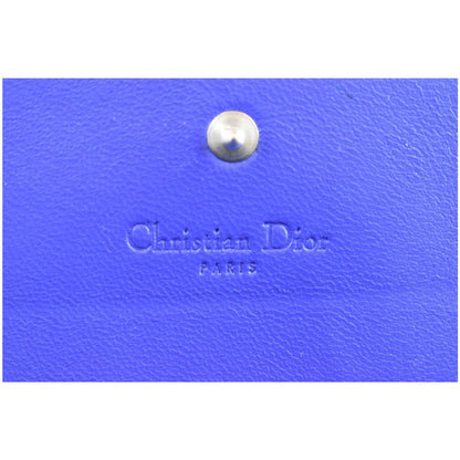 CHRISTIAN DIOR Cannage Lady Dior Charm Leather Wallet Blue