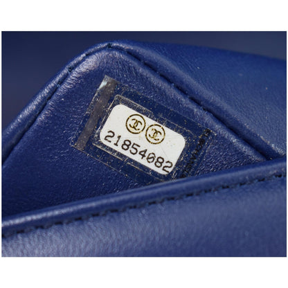 CHANEL Mosaic Large Boy Quilted Lambskin Shoulder Bag Blue