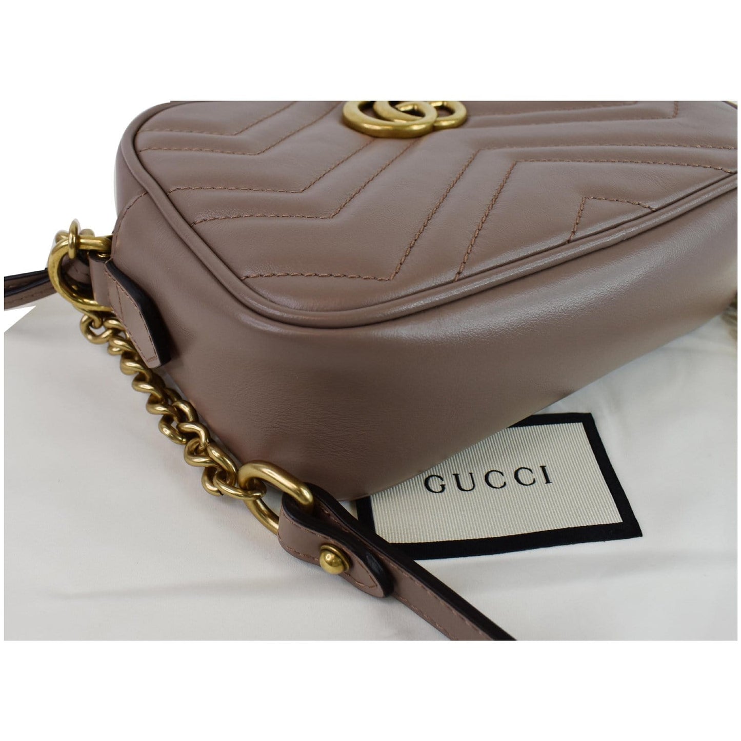 GUCCI GG Marmont Matelasse Mini Leather Crossbody Bag Dusty Pink 448065
