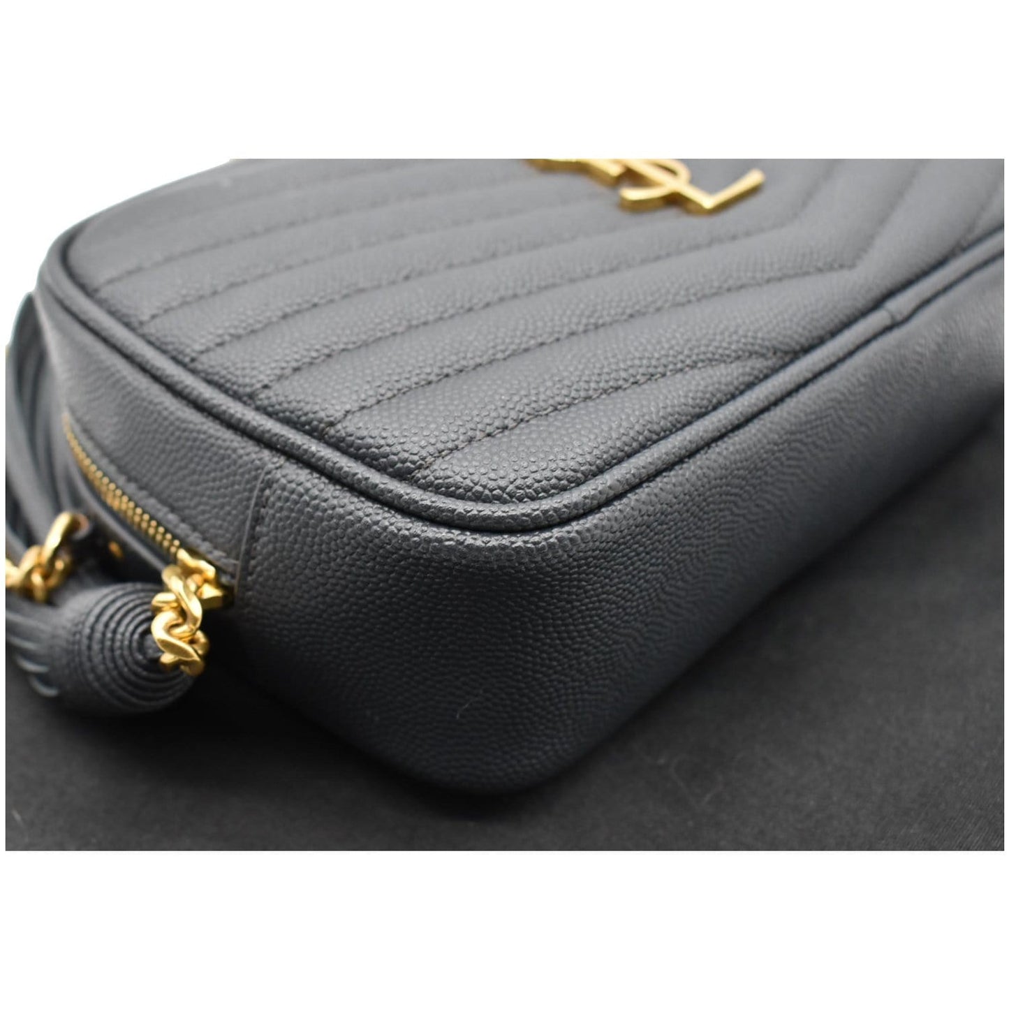 YVES SAINT LAURENT Mini Lou Grain De Poudre Camera Bag Black