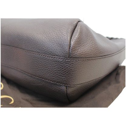 GUCCI Bamboo Bar Grained Calfskin Hobo Bag Dark Brown 336655