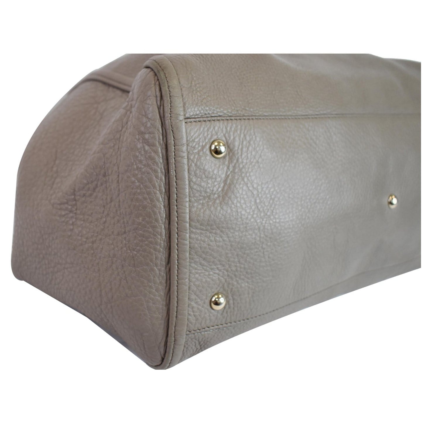 GUCCI Soho Top Handle Pebbled Leather Tote Bag Taupe 282308