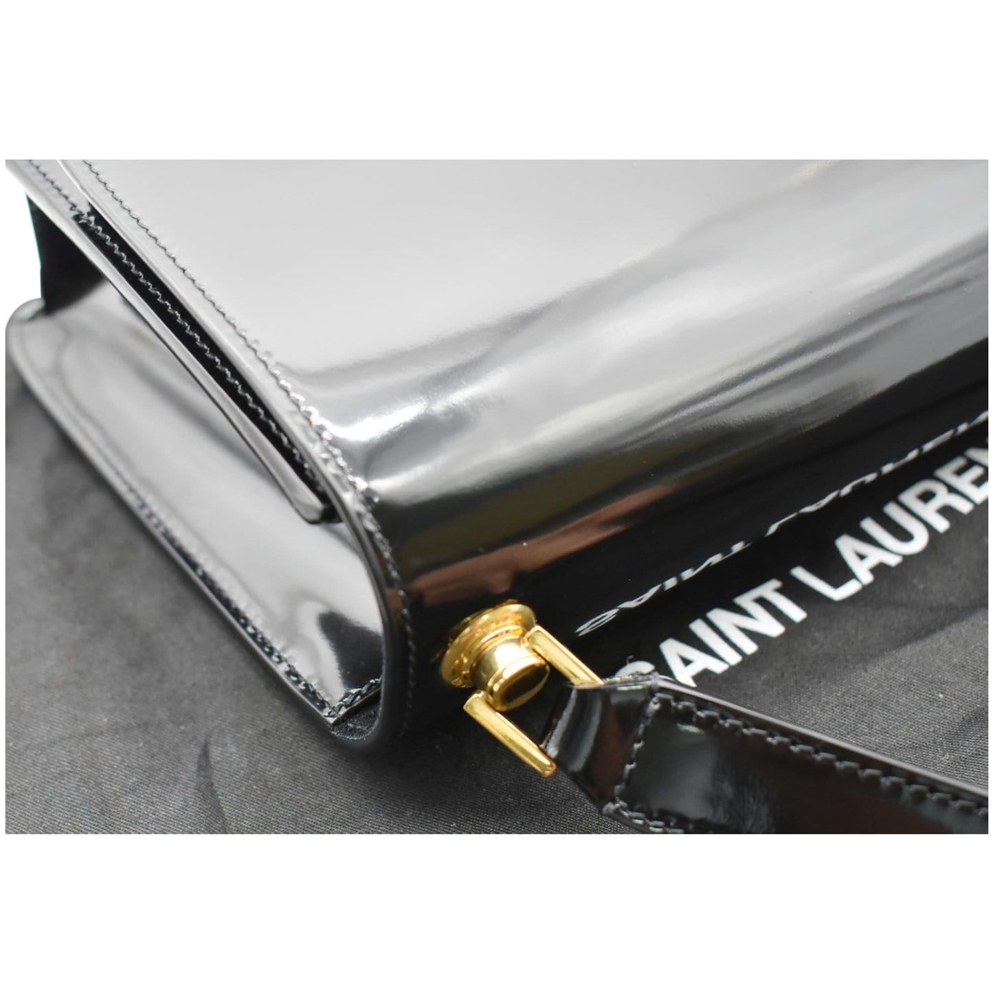 YVES SAINT LAURENT Le Carre Patent Leather Shoulder Bag Black - Final Sale