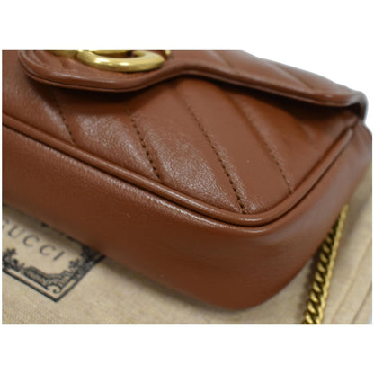 GUCCI GG Marmont Super Mini Matelasse Leather Crossbody Bag Brown 476433