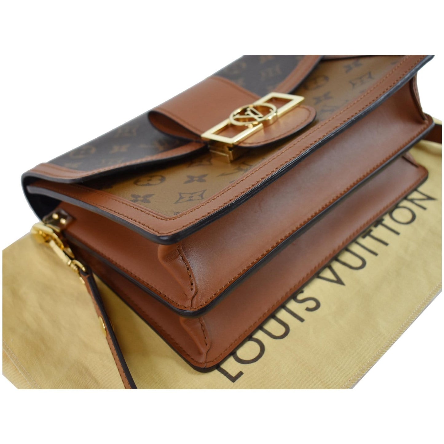 LOUIS VUITTON Dauphine MM Monogram Reverse Canvas Shoulder Bag Brown
