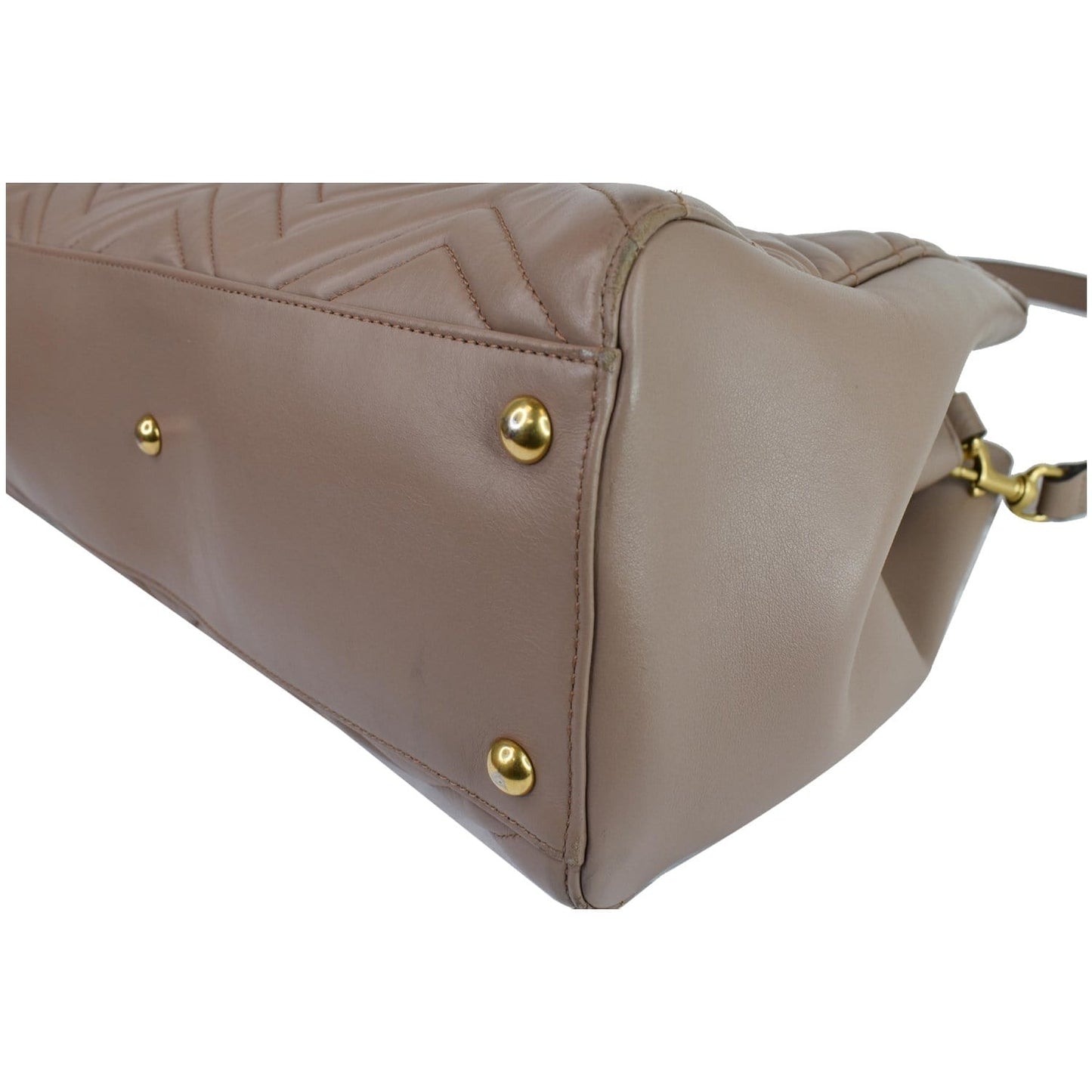 GUCCI GG Marmont Medium Matelasse Leather Top Handle Bag Taupe 443505