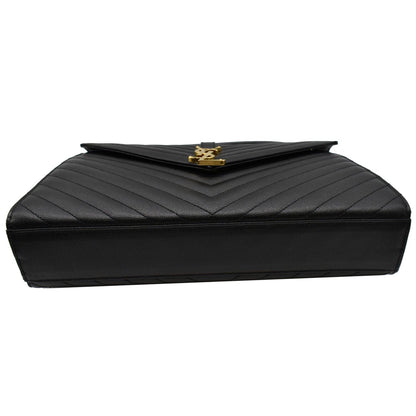 YVES SAINT LAURENT Large Envelope Mix Matelasse Grain De Poudre Chain Shoulder Bag Black
