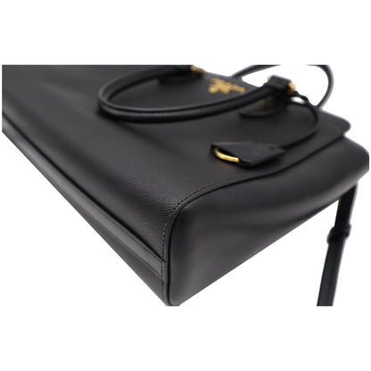 PRADA Top Handle Saffiano Leather Tote Crossbody Bag Black