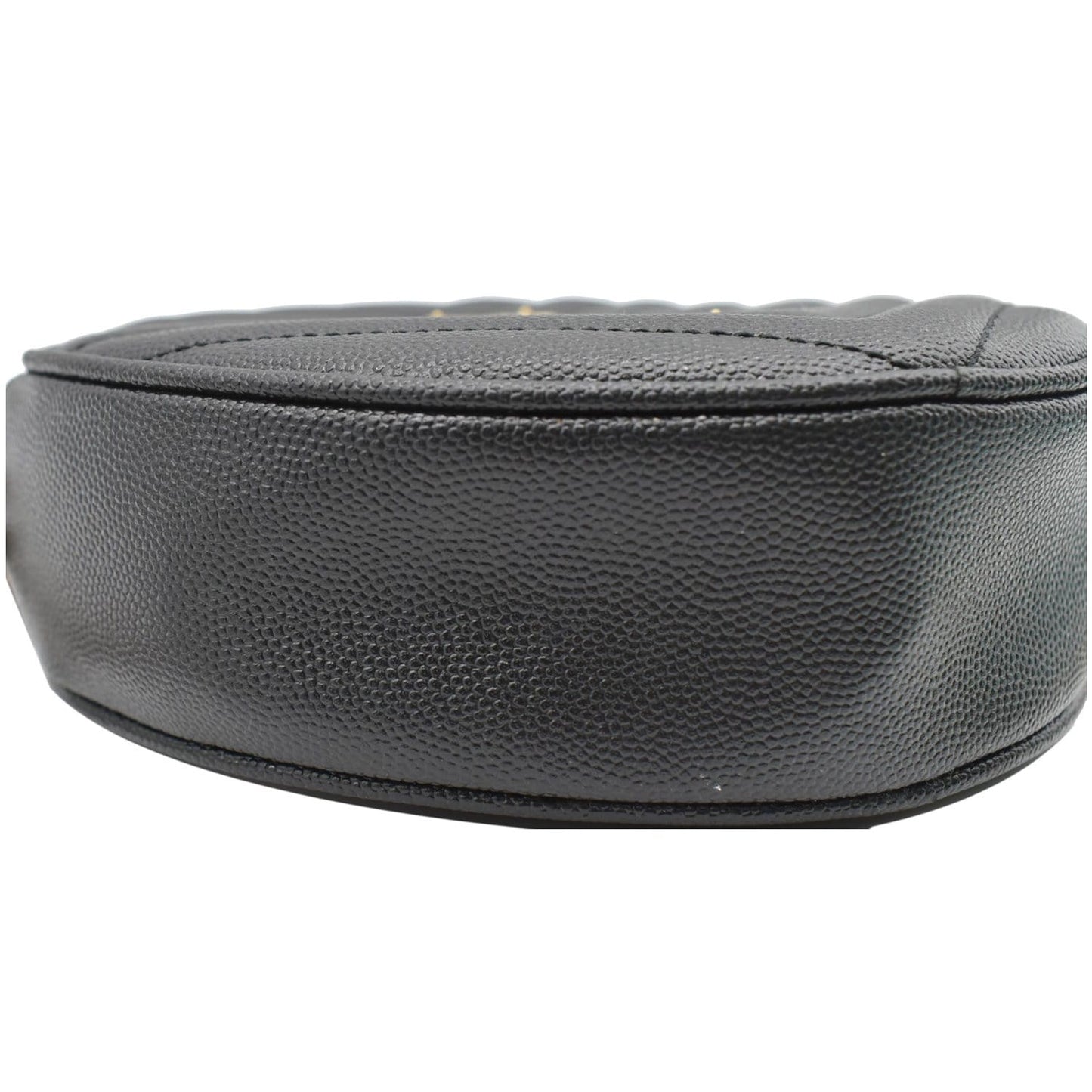 YVES SAINT LAURENT Vinyle Round Chevron Leather Crossbody Bag Black