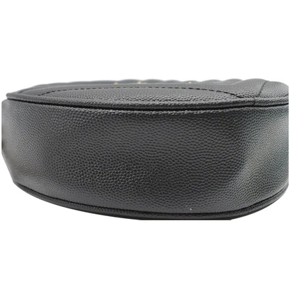 YVES SAINT LAURENT Vinyle Round Chevron Leather Crossbody Bag Black
