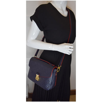 LOUIS VUITTON Metis Pochette Empreinte Leather Crossbody Bag Blue