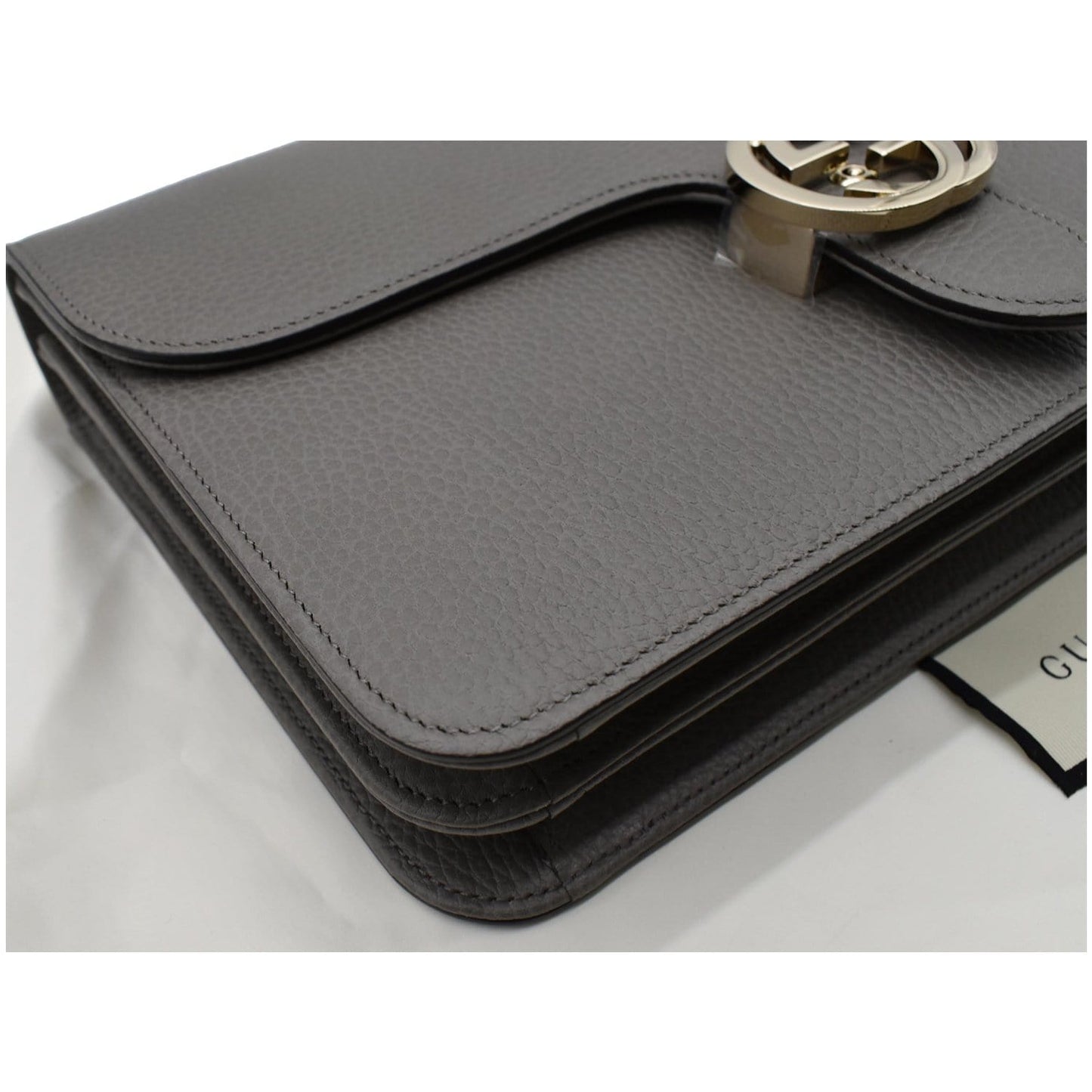GUCCI Interlocking GG Calfskin Leather Crossbody Bag Grey 510303