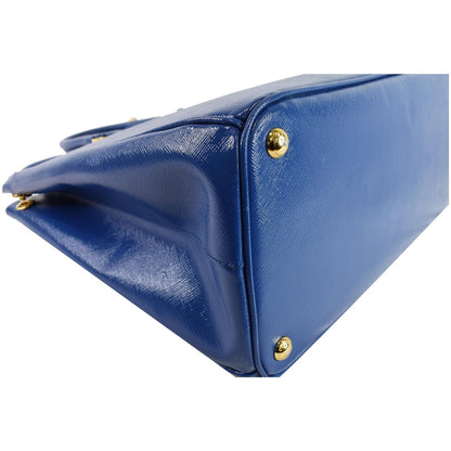 PRADA Parabole Saffiano Lux Leather Shopping Tote Blue