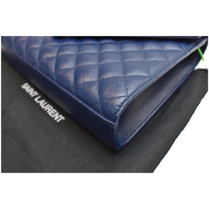 YVES SAINT LAURENT Envelope Chain Medium Leather Shoulder Bag Blue