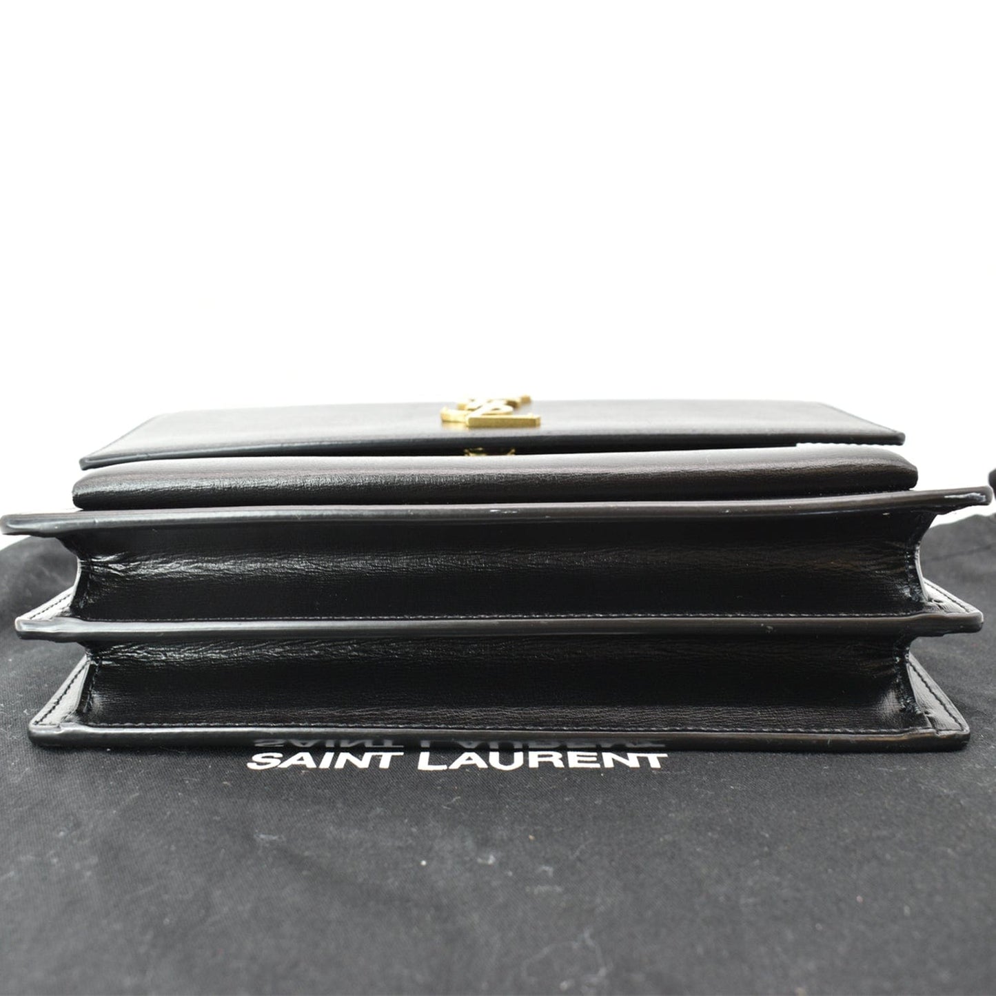 YVES SAINT LAURENT Monogram Sunset Medium Leather Shoulder Bag Black