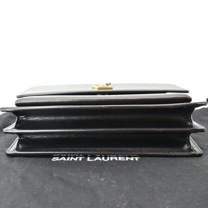 YVES SAINT LAURENT Monogram Sunset Medium Leather Shoulder Bag Black