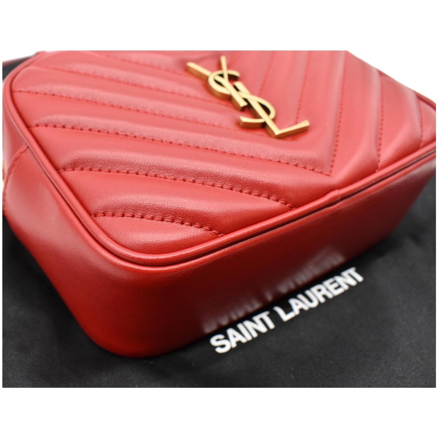 YVES SAINT LAURENT Lou Chevron Leather Belt Bag Red - 10% OFF