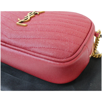 YVES SAINT LAURENT Mini Lou Grain De Poudre Camera Bag Red