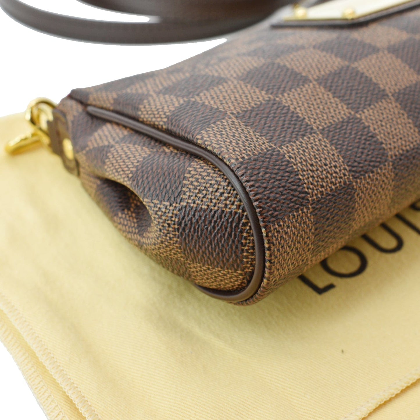 LOUIS VUITTON Eva Pochette Damier Ebene Clutch Crossbody Bag Brown