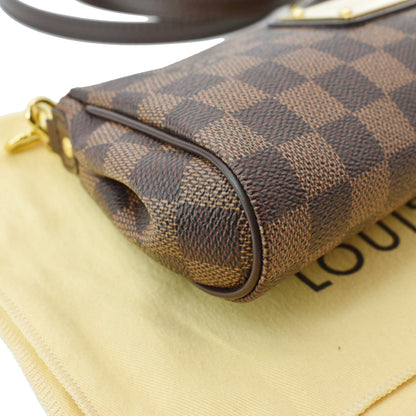 LOUIS VUITTON Eva Pochette Damier Ebene Clutch Crossbody Bag Brown